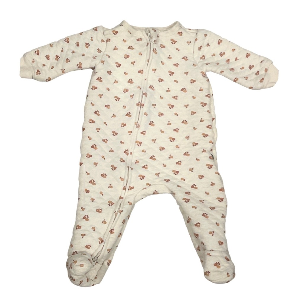 Rabbit +‎ Bear Organic Baby Sleepsuit Footed Pajamas 6-9 Months Floral Quilted